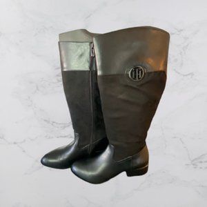 Tommy Hilfiger Womens MADELN-WC Equestrian Boot (Black, 10 Wide-Calf)